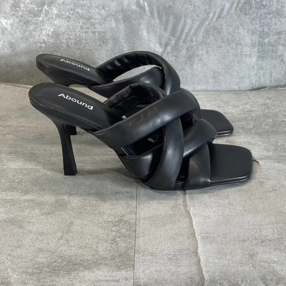 Abound Women's Black Faux-Leather Violeta Puffy Strap Square-Toe Sandals SZ 9